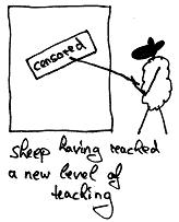 Bild: sheep having reached a new level of teaching
